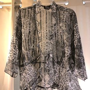 Studio 1940 black/white tie front blouse sz 14/16